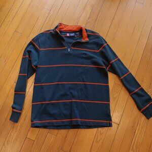 Chaps Quarter Zip Sweater Men's Large Green/Orange L